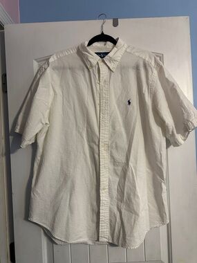 Polo by Ralph Lauren Cream Textured Short-Sleeve Button-Down Shirt